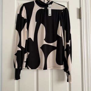 Sanctuary Black and Cream Abstract Blouse